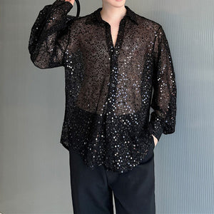 Thin Hollow Micro-transparent Long-sleeved Shirt