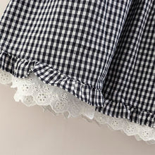 Load image into Gallery viewer, Wood Ear Stitching Lace Plaid Skirt
