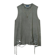 Load image into Gallery viewer, Ripped Hem Necklace Trim Sleeveless Tank Top
