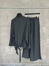 Load image into Gallery viewer, Retro Deconstructed Windbreaker Irregular Cardigan Elastic Waist Wide Leg Pants
