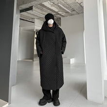 Load image into Gallery viewer, Dark Lightweight Rhombus Hooded Over-the-knee Cotton Jacket
