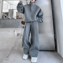 Load image into Gallery viewer, Stand Collar Space Cotton Sweatshirt Casual Sports Trousers Two-piece Set
