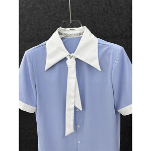 Casual Contrast Tie T-shirt