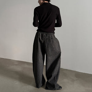 Striped Loose Elastic Waist Wide Leg Pants