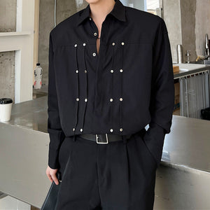 Long Sleeve Blind Stud Oversized Shirt