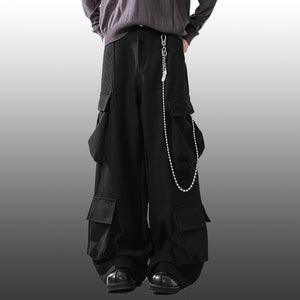 Multi-Pocket Cargo Wide-Leg Casual Pants