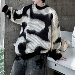 Striped Colorblock Plush Knit Sweater