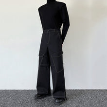 Load image into Gallery viewer, Topstitched Pockets Straight-leg Wide-leg Cargo Pants
