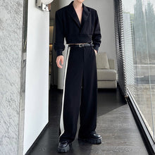 Load image into Gallery viewer, Shoulder Pad Short Jacket Wide Leg Pants Two Pieces Suit
