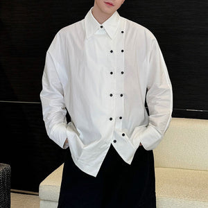 Double-breasted Slanted Placket Casual Shirt