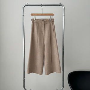 Solid Wool-blend Wide-leg Pants