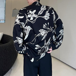 Vintage Flower Print Long Sleeve Shirt