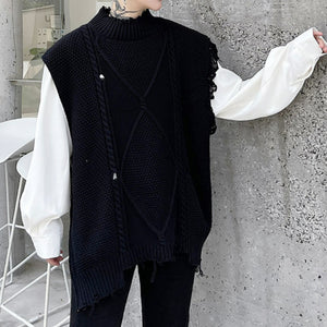 Knitted Hole Sleeveless Sweater Vest