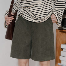 Load image into Gallery viewer, Corduroy Straight-leg Elasticated High-waisted Wide-leg Shorts
