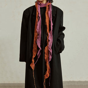 Irregular Spiral Colorblock Knitted Scarf