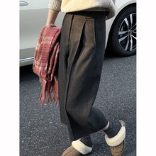 Load image into Gallery viewer, Solid Wool-blend Wide-leg Pants
