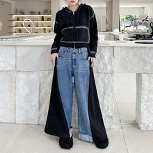 Load image into Gallery viewer, Contrast Color Denim Wide Leg Pants
