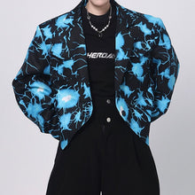 Load image into Gallery viewer, Contrast Print Cropped Single Button Jacket
