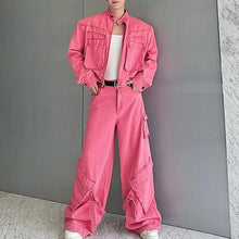 Load image into Gallery viewer, Short Denim Jacket and Wide-leg Pants Two-piece Suit
