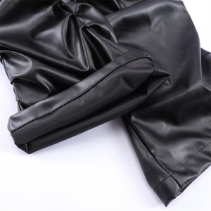 Dark Punk Pleated PU Leather Pants