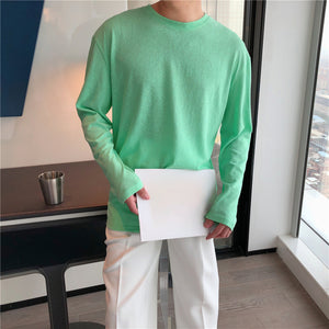 Loose Round Neck Solid Color Bottoming T-shirt