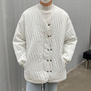 Winter Solid Color Vertical Pattern Cotton Coat