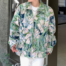 Load image into Gallery viewer, Tulip Print Zipped Denim Jacket
