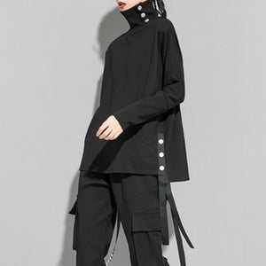 Irregular Streamer High Collar T-shirt