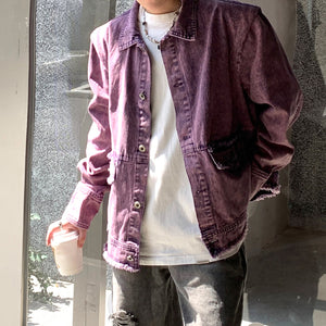 Vintage Purple Distressed Denim Jacket