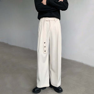 Belted Straight Casual Wool Wide-leg Trousers