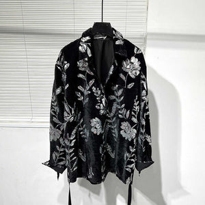 Lapel Pattern Sequin Strap Long-sleeved Shirt