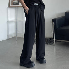 Load image into Gallery viewer, Contrasting Color Drawstring Ice Silk Casual Trousers
