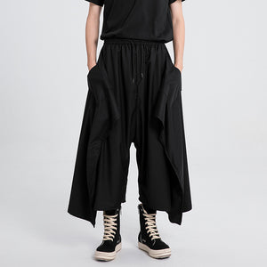 Black Irregular Casual Wide-leg Pants