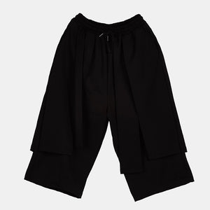 Asymmetric Ribbon Wide-leg Cropped Trousers