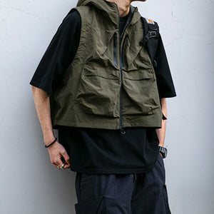 Hooded Multi-pocket Outdoor Functional Work Vest