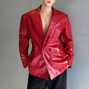 PU Leather Shoulder Pad Suit Jacket