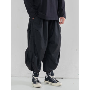 Drawstring Wrinkles Cropped Trousers