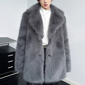 Faux Fur Double Breasted Lapel Jacket