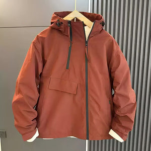 Double Zip Cargo Loose Hooded Jacket