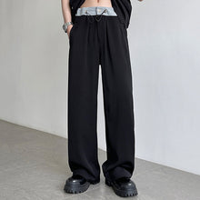 Load image into Gallery viewer, Contrasting Color Drawstring Ice Silk Casual Trousers
