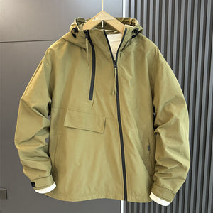 Double Zip Cargo Loose Hooded Jacket