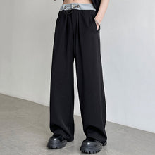 Load image into Gallery viewer, Contrasting Color Drawstring Ice Silk Casual Trousers
