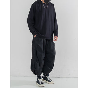 Drawstring Wrinkles Cropped Trousers