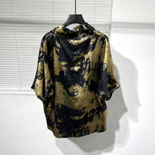 Load image into Gallery viewer, Irregular Gold Print Pile Collar Loose T-shirt
