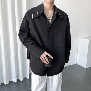 Detachable Double Collar Long Sleeve Shirt