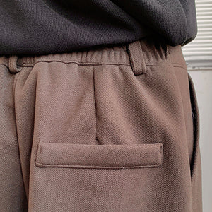 Thickened Twill Semi-elastic Wide-leg Loose Trousers