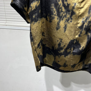 Irregular Gold Print Pile Collar Loose T-shirt