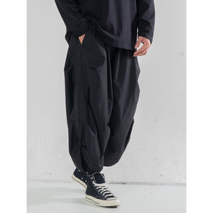 Drawstring Wrinkles Cropped Trousers