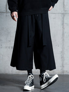 Dark Casual Ribbon Hakama Pants