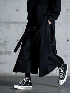 Dark Casual Ribbon Hakama Pants